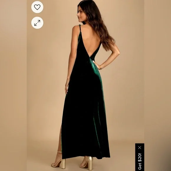 Lulu’s Promise of Forever Emerald Velvet Column Maxi Dress Green Velvet - Picture 2 of 7